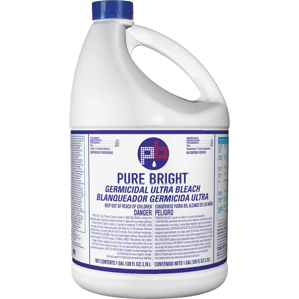 KIK Custom Pure Bright Germicidal Ultra Bleach - Concentrate Liquid - 128 fl oz (4 quart) - 1 Each - White