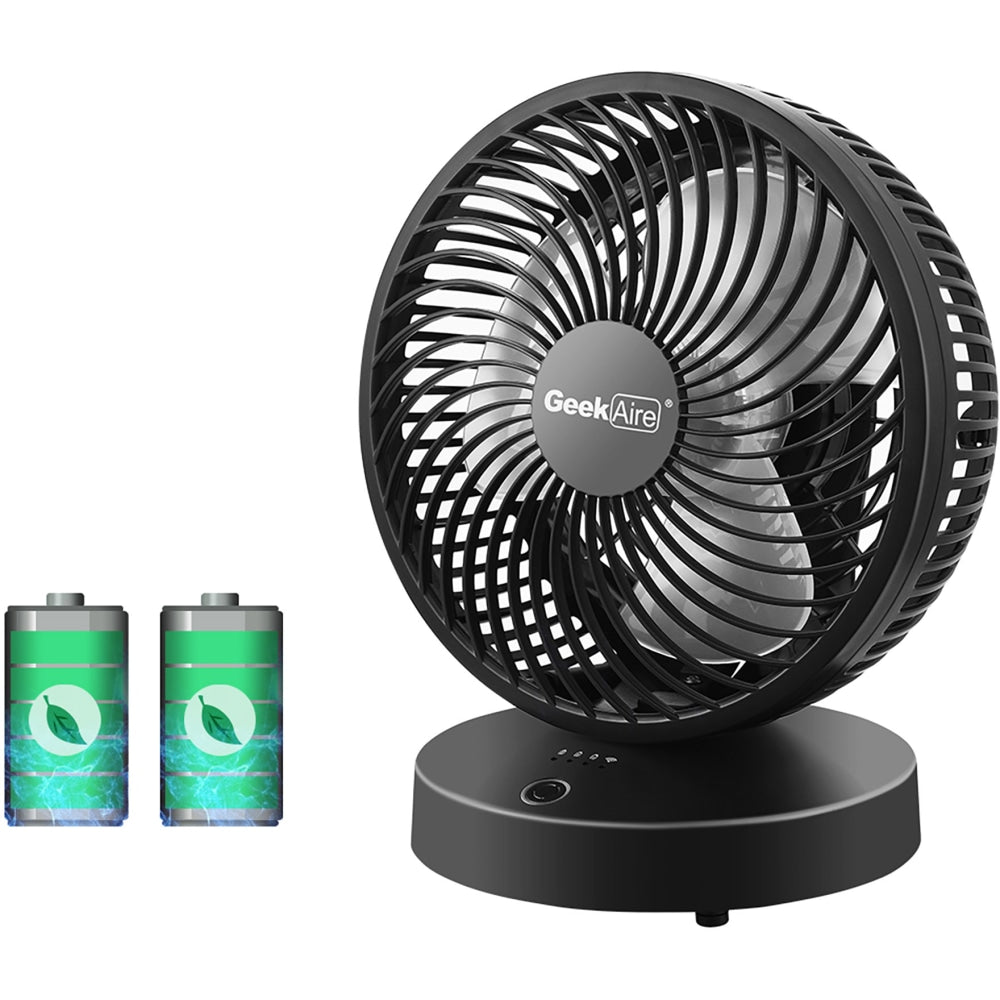 Geek Aire 8in Smart Rechargeable Desktop Turbo Fan, 9-13/16 x 7-5/16, Black