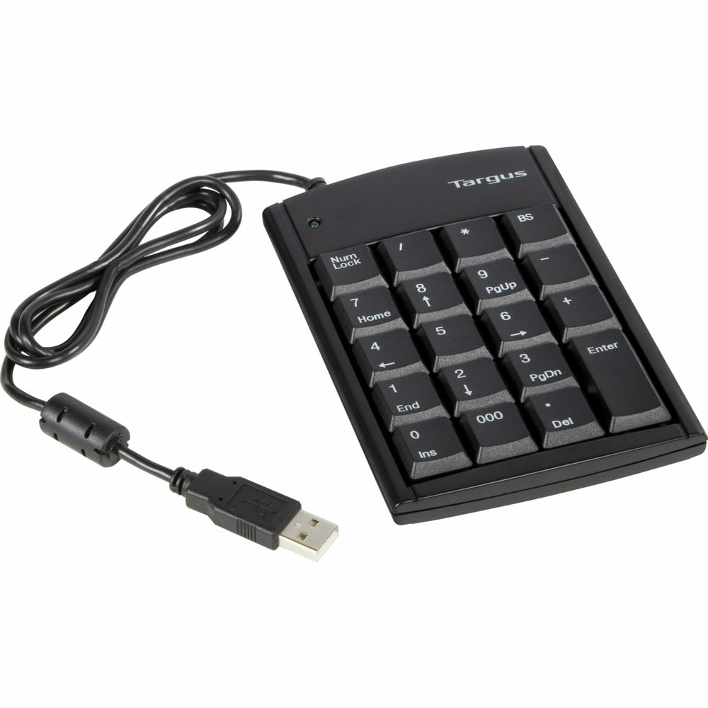Targus Ultra Mini 19-Key Numeric Keypad With USB Hub, Black, PAUK10U
