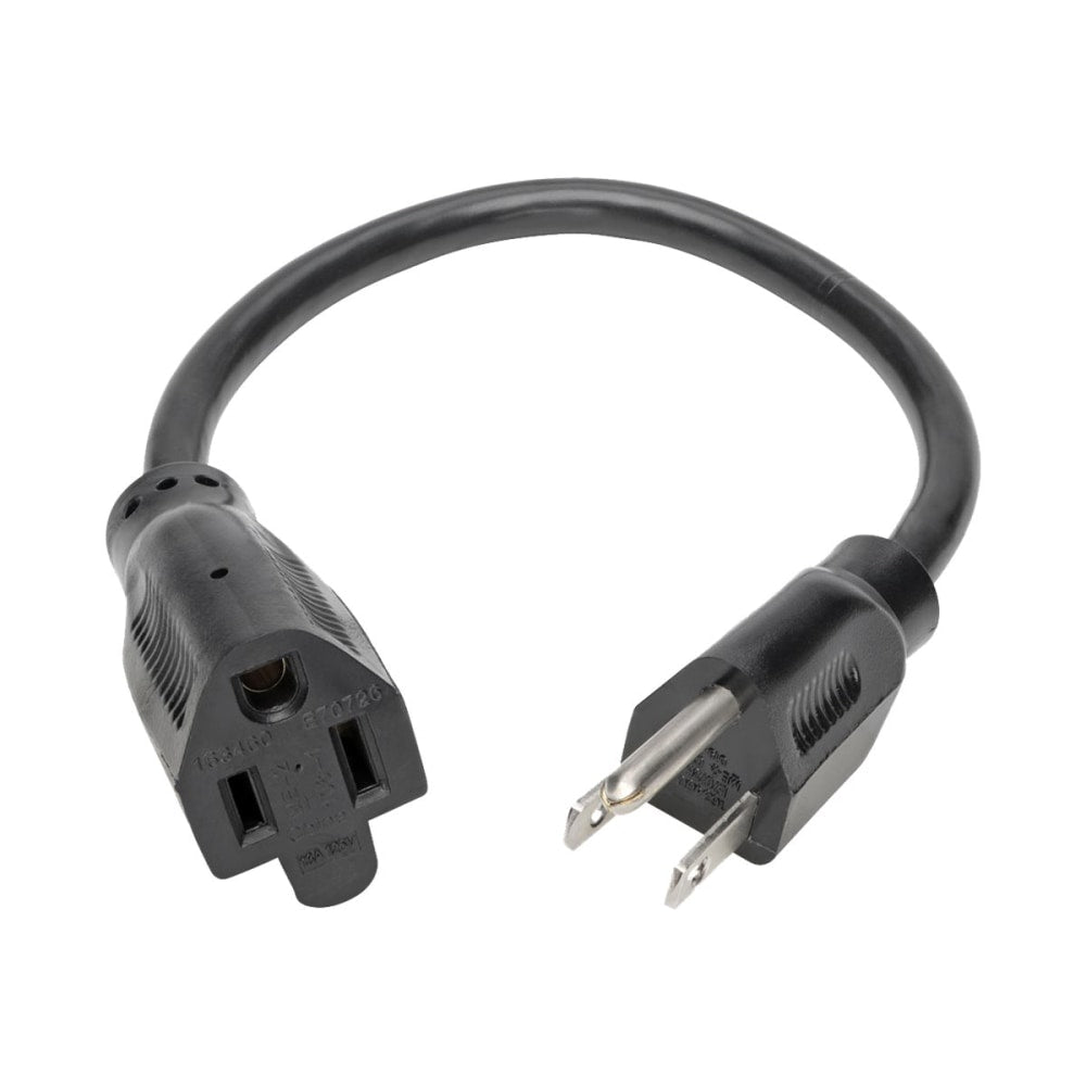 Eaton Tripp Lite Series Power Extension Cord, NEMA 5-15P to NEMA 5-15R - 13A, 120V, 16 AWG, 1 ft. (0.31 m), Black - Power extension cable - NEMA 5-15 (F) to NEMA 5-15P (M) - AC 110 V - 1 ft - black