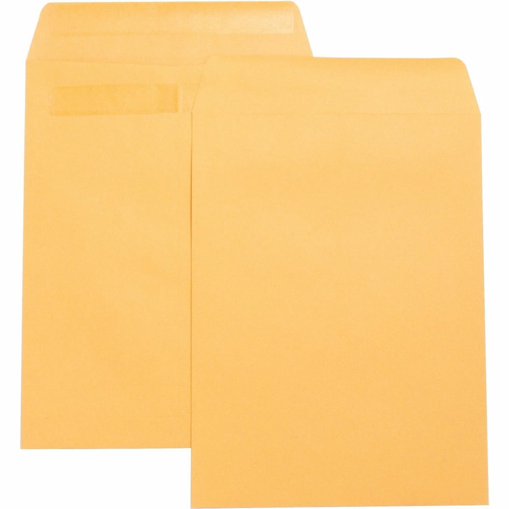 Business Source Press-To-Seal Catalog Envelopes - Catalog - 9in Width x 12in Length - 28 lb - Self-sealing - Kraft - 100 / Box - Brown Kraft