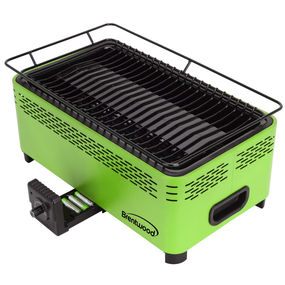 Brentwood Non-Stick Smokeless Portable BBQ, 10-3/4inH x 18inW x 8-1/4inD, Green