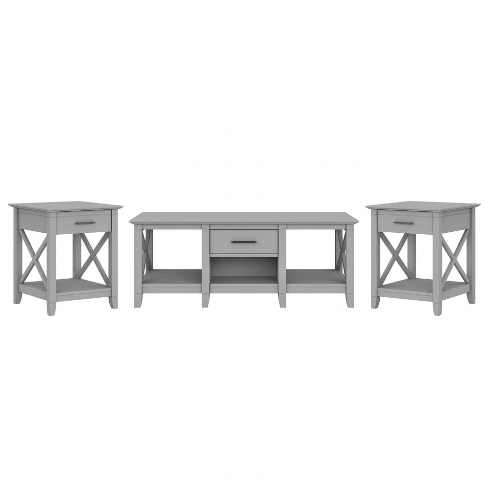 Bush Furniture Key West Coffee Table With Set Of 2 End Tables, Cape Cod Gray, Standard Delivery