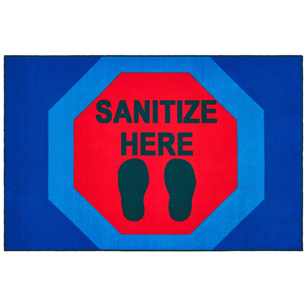 Carpets for Kids KID$Value Rugs Sanitize Here Activity Rug, 3ft x 4 1/2ft , Blue
