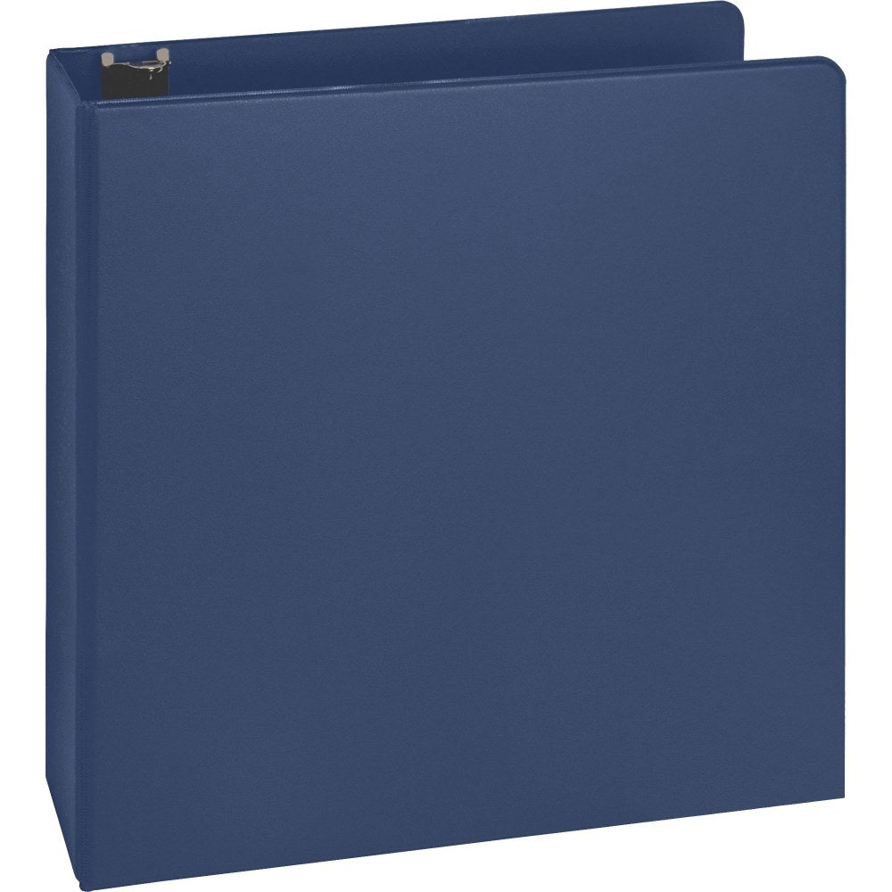 Business Source Basic Round Ring Binders - 2in Binder Capacity - Letter - 8 1/2in x 11in Sheet Size - Round Ring Fastener(s) - Vinyl - Dark Blue - 1.52 lb - Recycled - 1 / Each