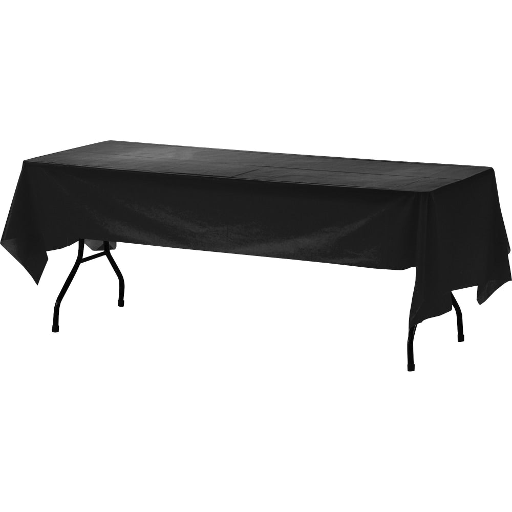Genuine Joe Plastic Table Covers - 108in Length x 54in Width - Plastic - Black - 6 / Pack