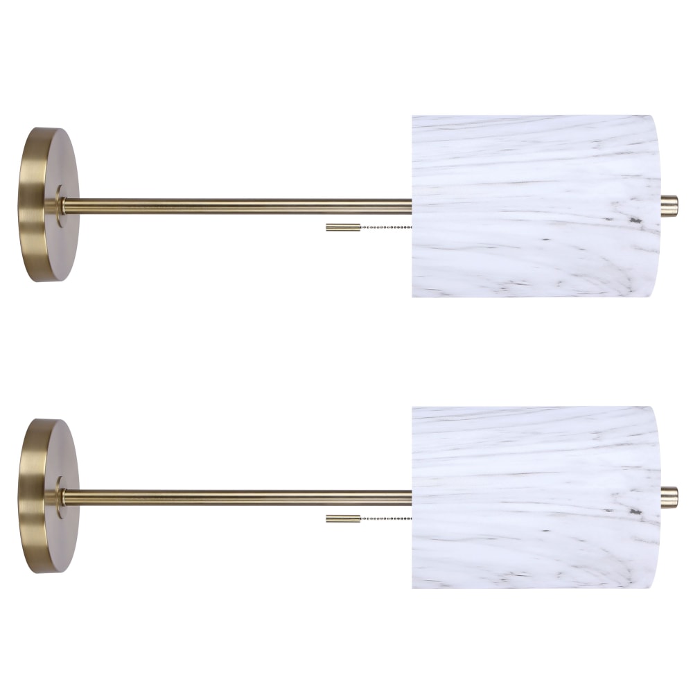 LumiSource Bounty Contemporary Buffet Accent Lamps, 30in, White Marble Shade/Gold Base, Set Of 2 Lamps