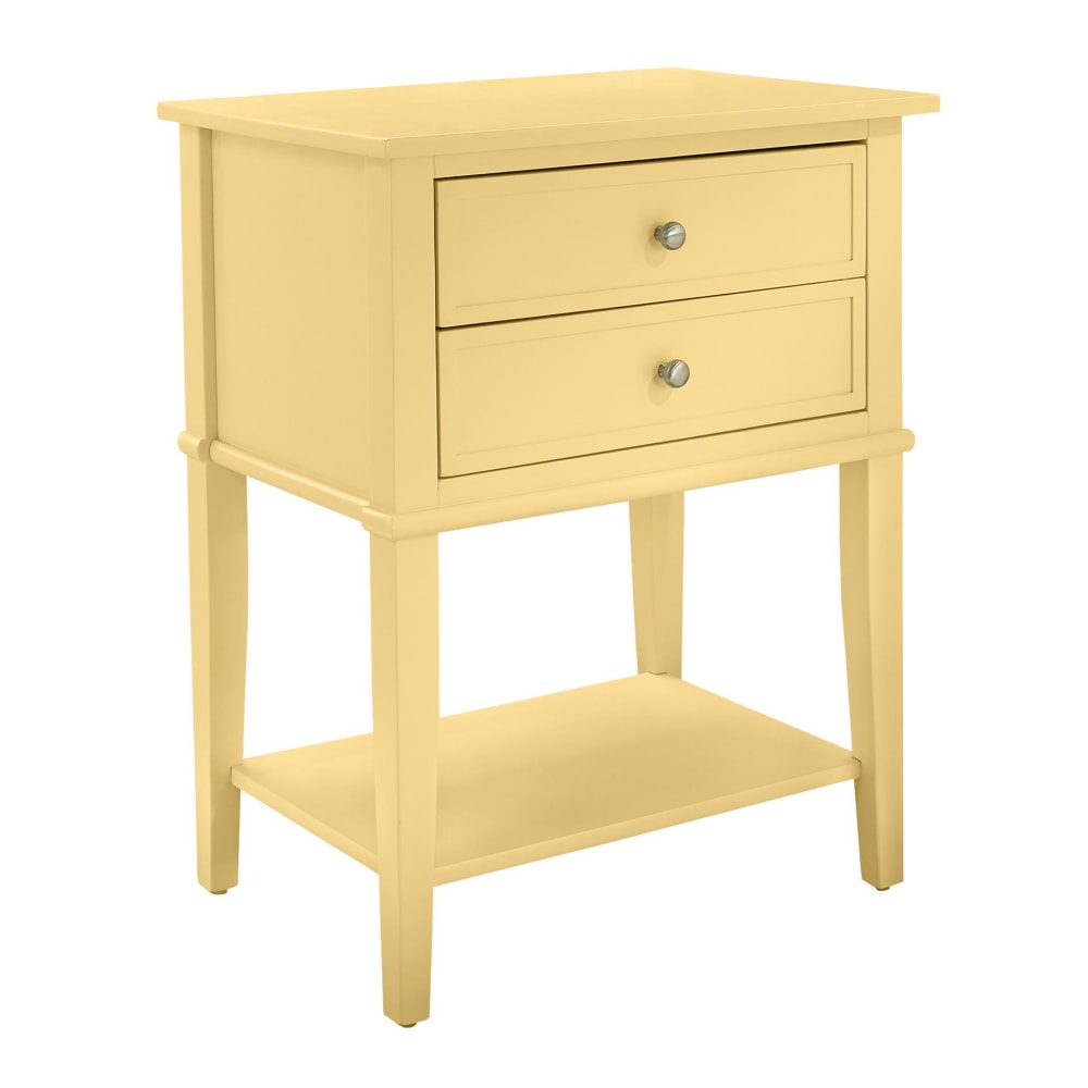 Ameriwood Home Franklin Accent Table With 2 Drawers, Square, 28inH x 22inW x 16inD, Yellow