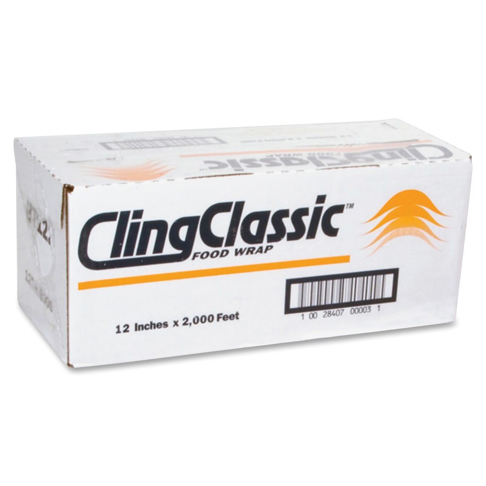 Webster Cling Classic Food Wrap - 12in Width x 2000 ft Length - Polyvinyl Chloride (PVC) - Clear