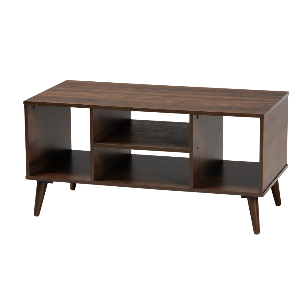 Baxton Studio Mid-Century Modern Wood Coffee Table, 19-9/16inH x 40inW x 19-9/16inD, Walnut