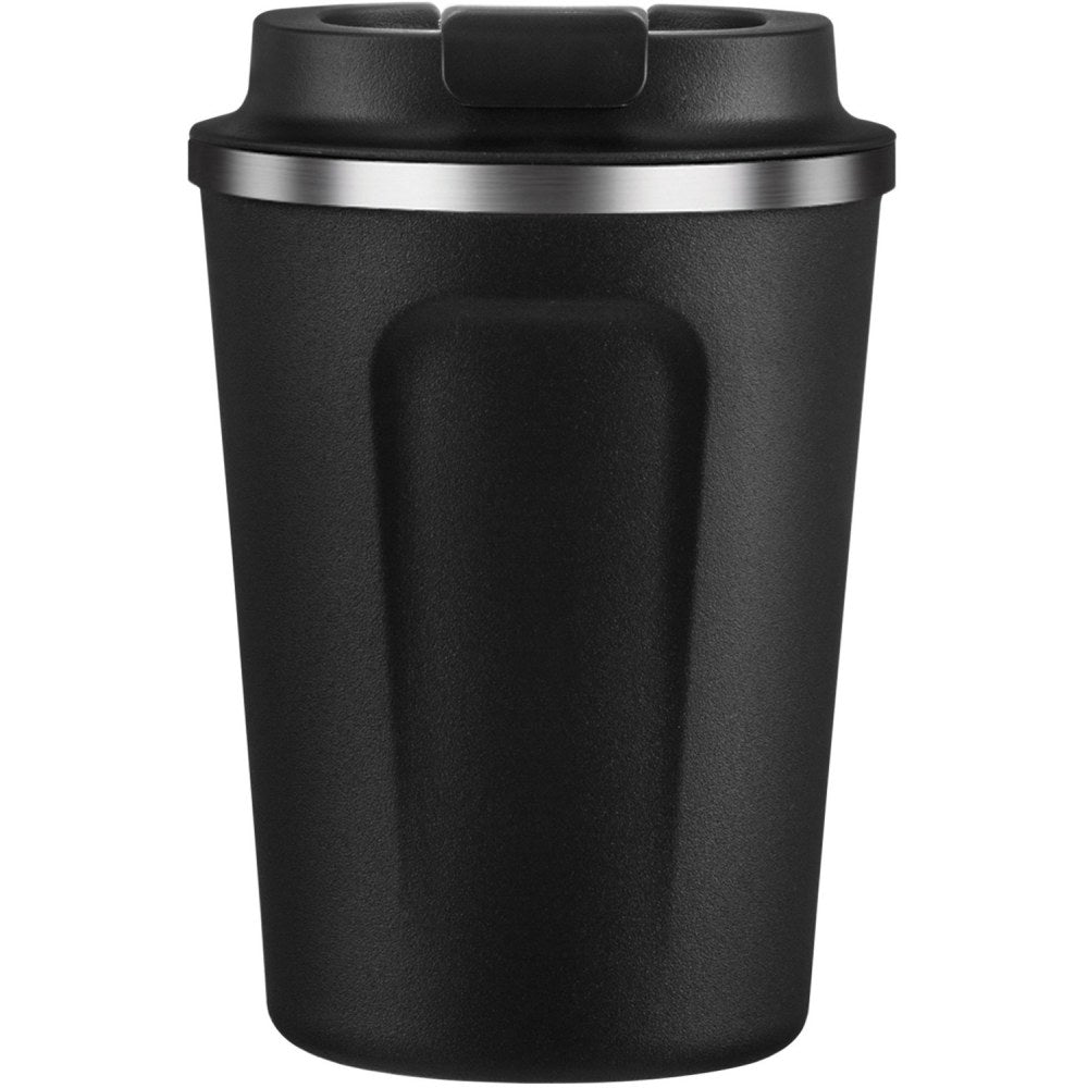 asobu 13-Ounce Cafe Compact Insulated Travel Mug (Black) - Flip-top Lid, Spill Proof Closure - 1 - Black - Stainless Steel - Travel, Cafe, Coffee, Hot Drink, Beverage, Cup Holder