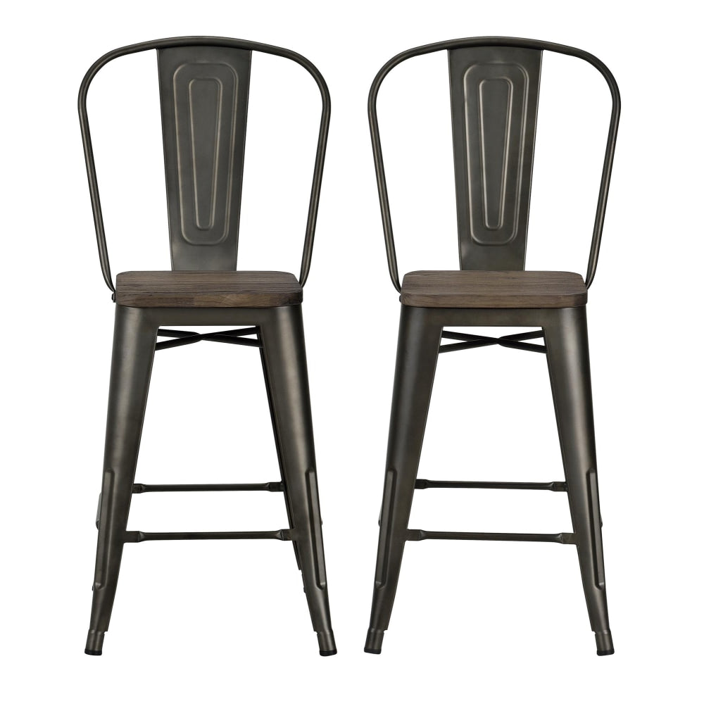 DHP Luxor Metal Counter Stool, Brown, Set Of 2
