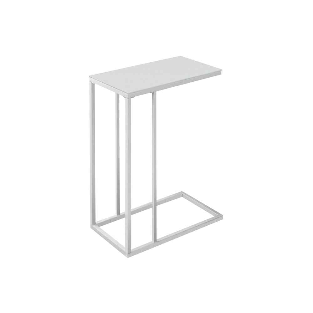 Monarch Specialties Moran Accent Table, 24inH x 10-1/4inW x 18-1/4inD, White/Frosted Glass