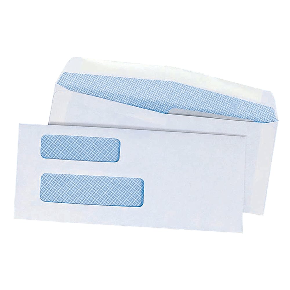 Quality Park #9 Envelopes, Double Window, Security, Gummed Flap, Box Of 500