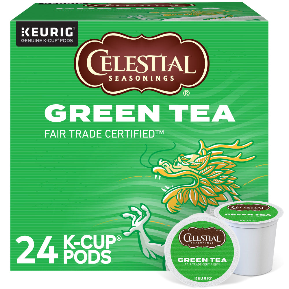 Celestial Seasonings Single-Serve K-Cup Pods, Green Tea, Box Of 24