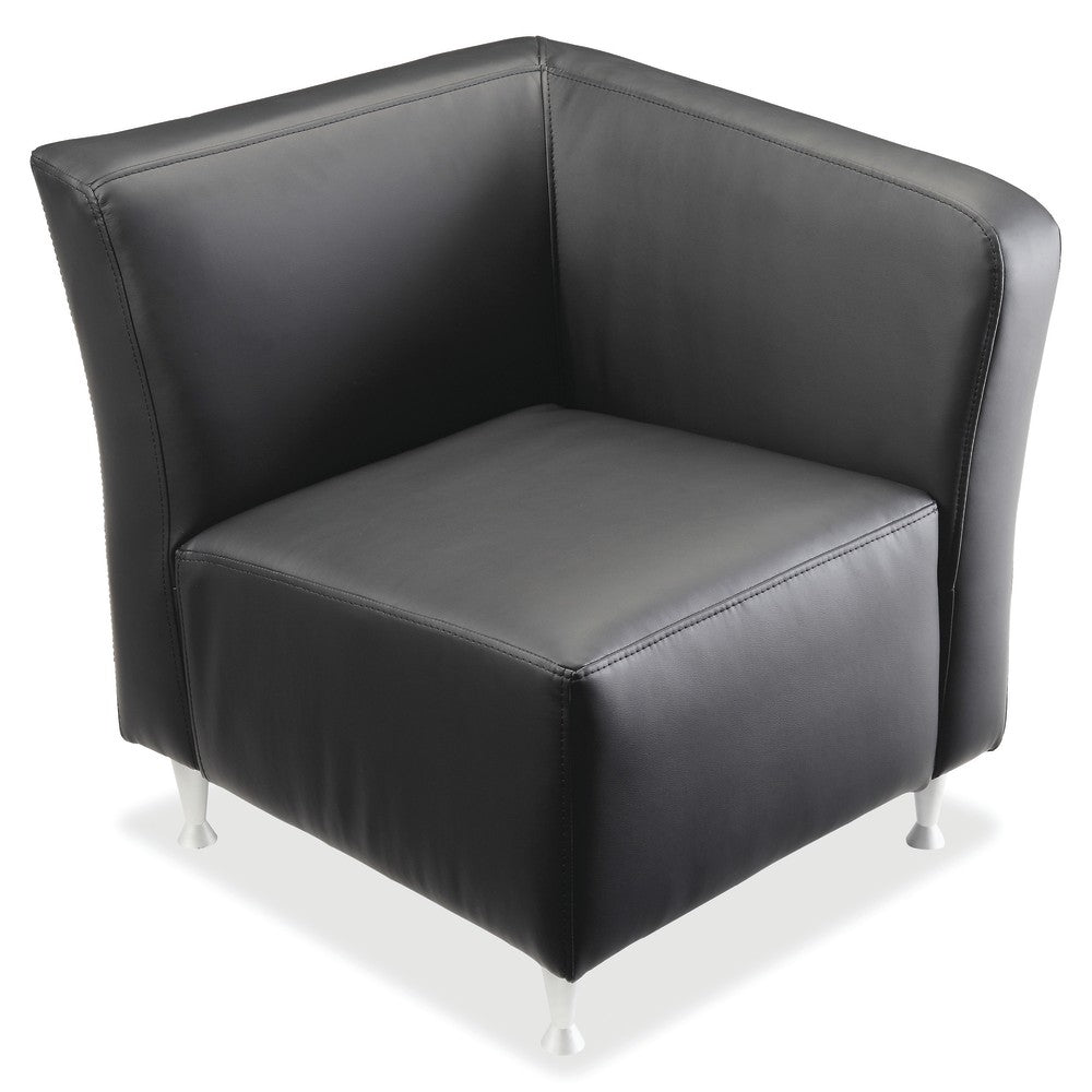 Lorell Fuze Modular Bonded Leather Left-Arm Lounge Chair, Black