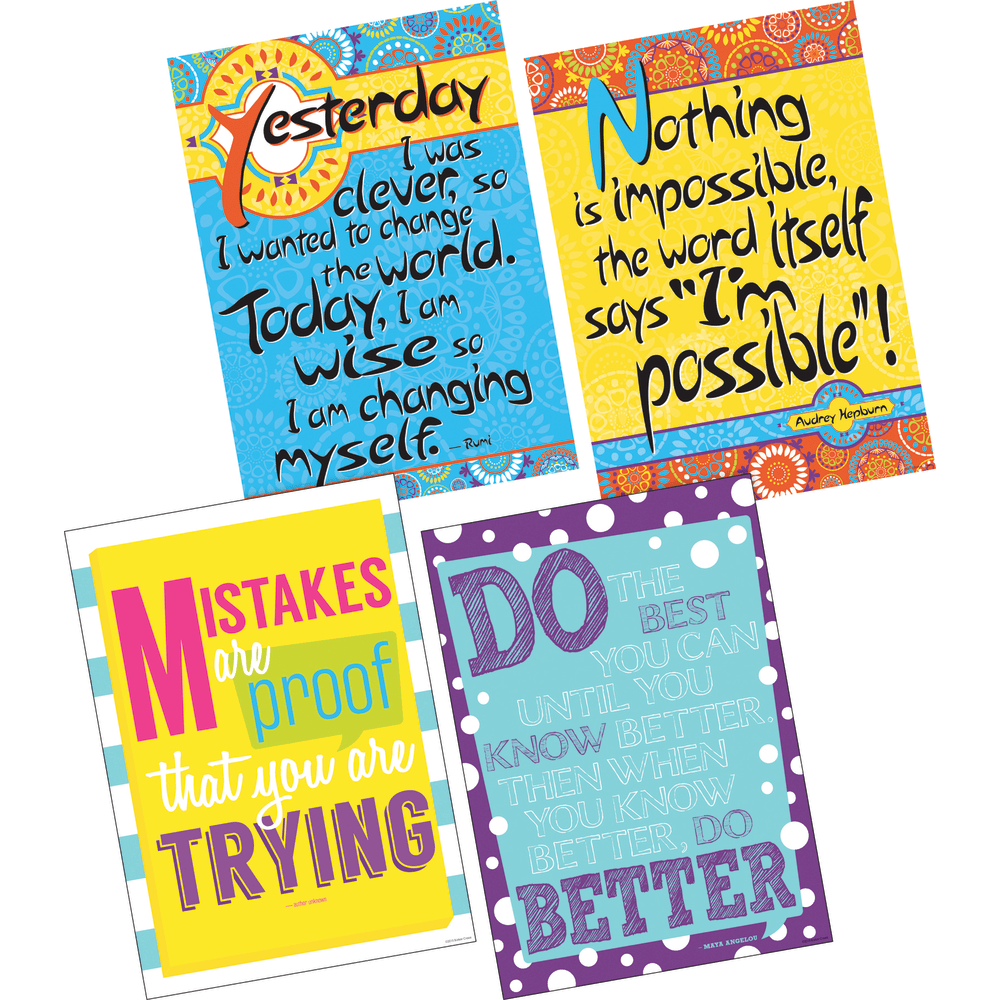 Barker Creek Poster Pack, 19in x 13 1/4in, Im Possible, Set Of 4