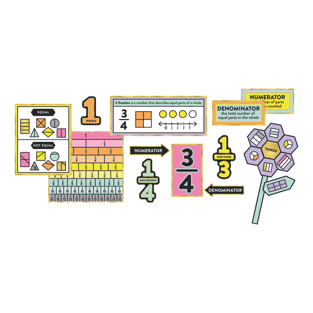 Carson-Dellosa Understanding Fractions Bulletin Board Set, Multicolor, Grades 1-3