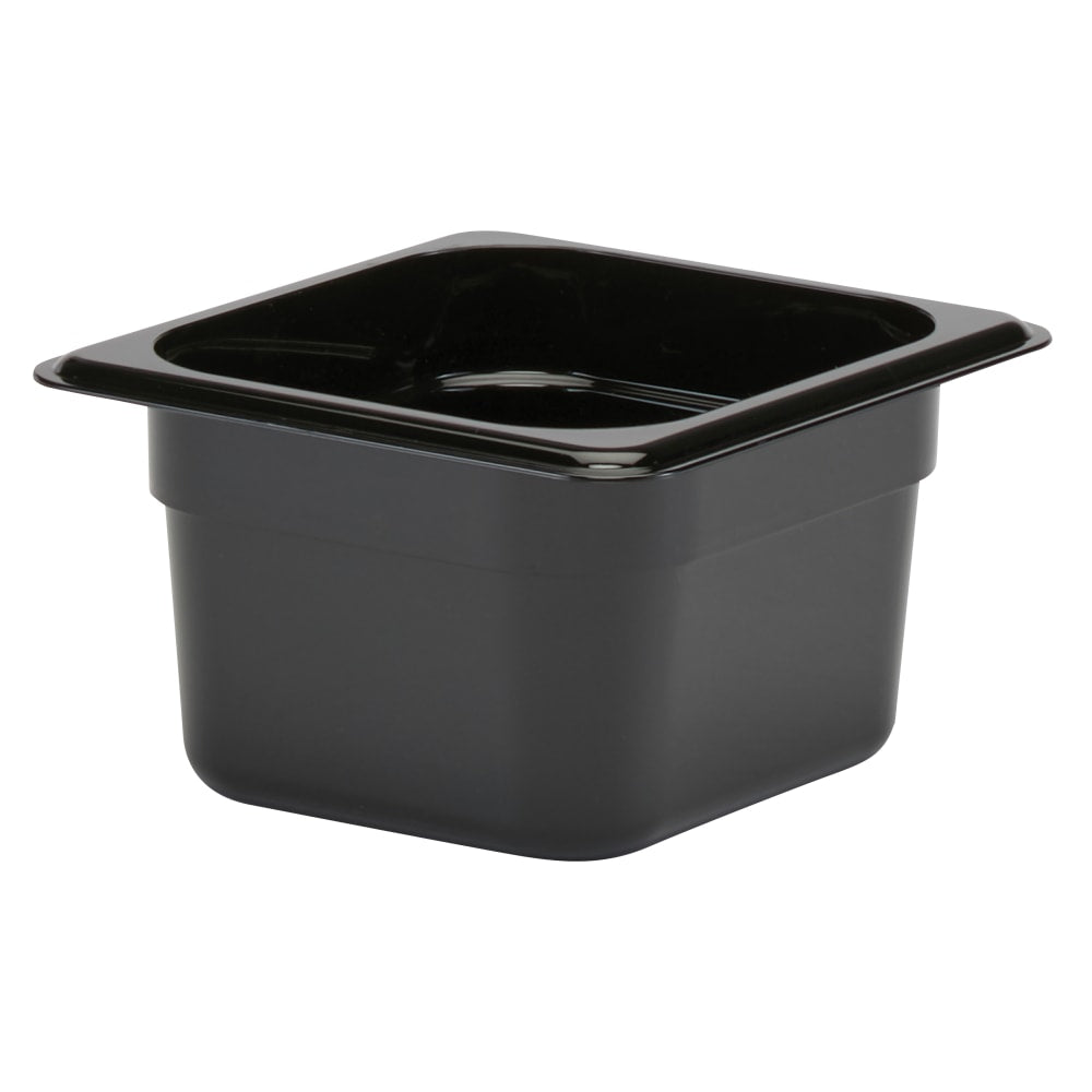 Cambro Camwear GN 1/6 Size 4in Food Pans, 4inH x 6-3/8inW x 7inD, Black, Set Of 6 Pans