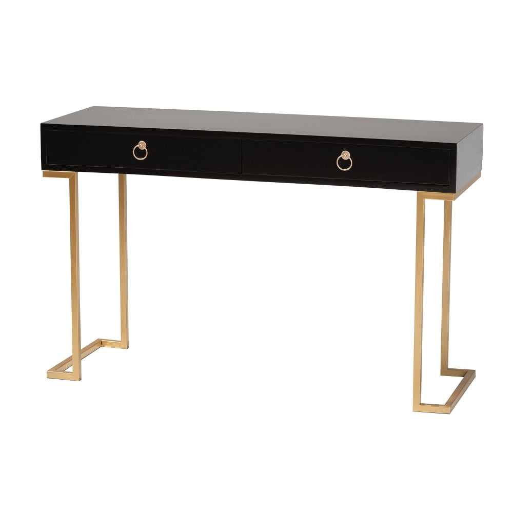 Baxton Studio Beagan Modern And Contemporary 2-Drawer Console Table, 29-1/2inH x 47-1/4inW x 15-3/4inD, Gold/Black