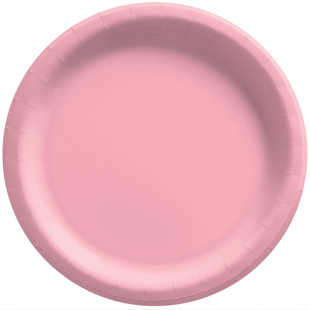 Amscan Round Paper Plates, New Pink, 6-3/4in, 50 Plates Per Pack, Case Of 4 Packs