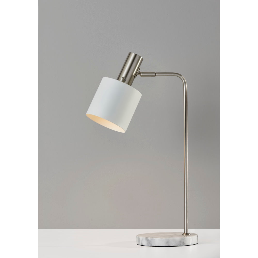 Adesso Emmett Desk Lamp, 23-1/4inH, White Shade/Brushed Steel Base