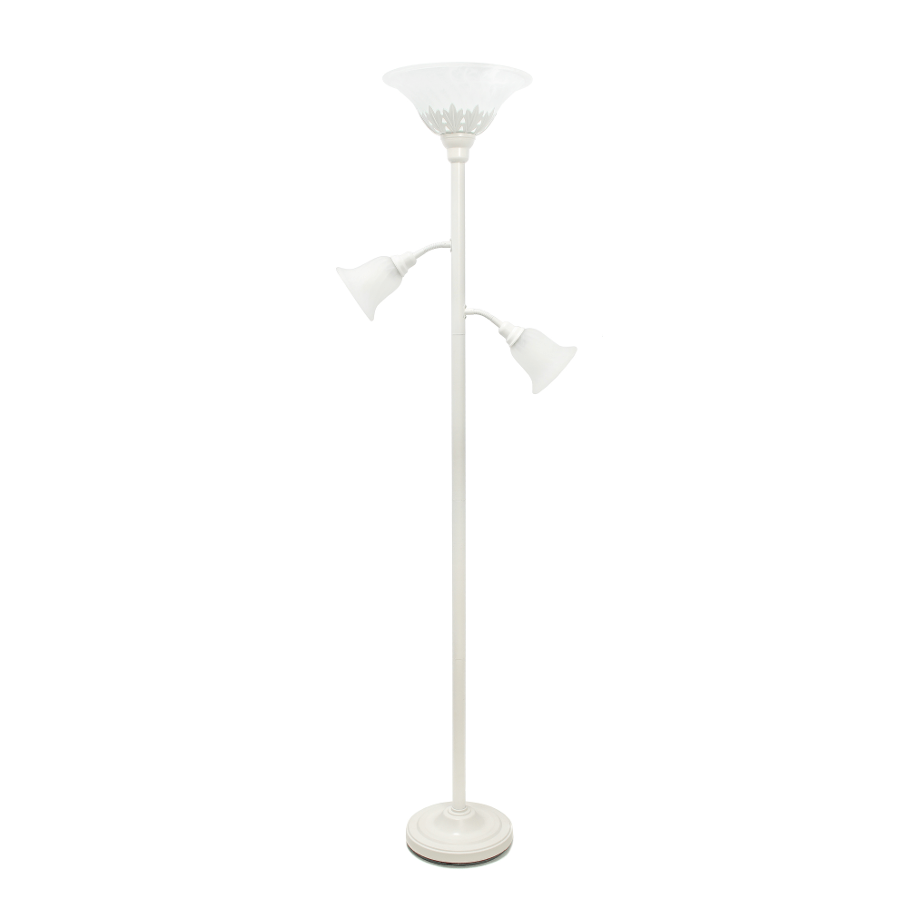 Lalia Home Torchiere Floor Lamp With 2 Reading Lights, 71inH, White