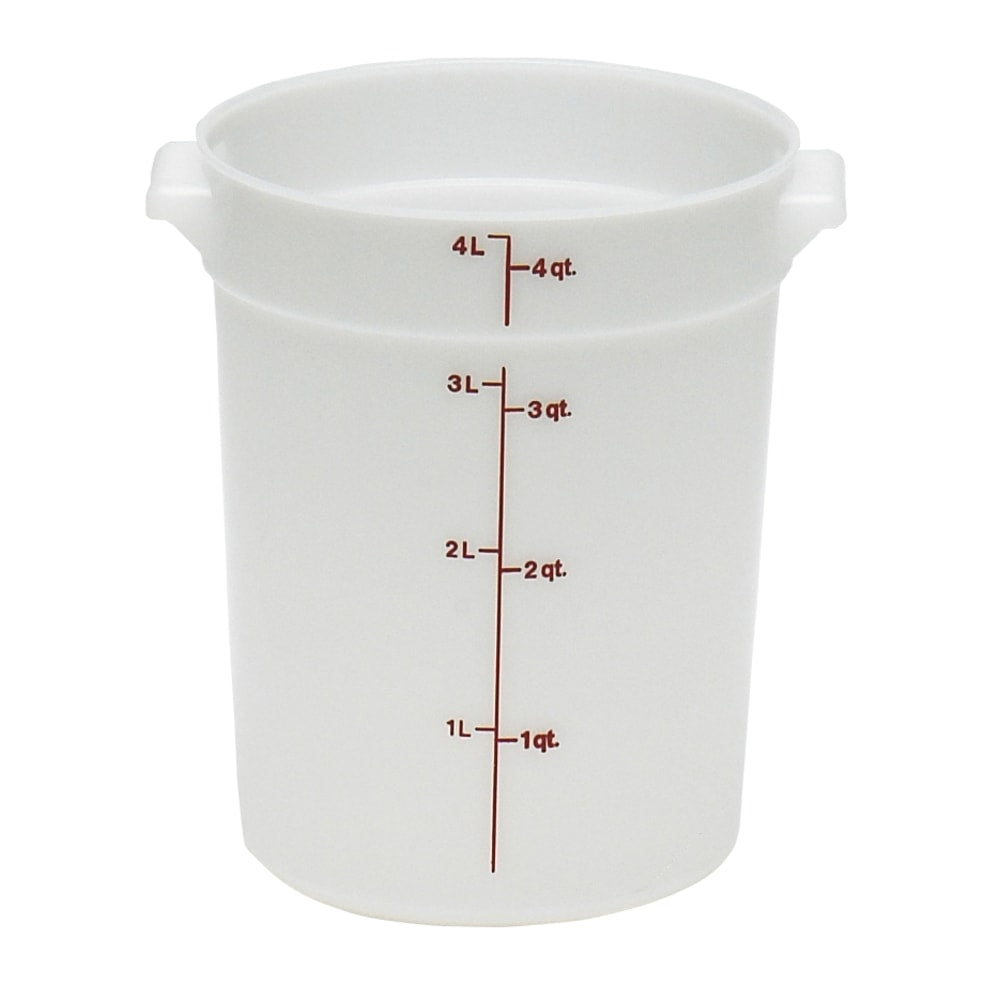 Cambro Poly Round Food Storage Containers, 4 Qt, White, Pack Of 12 Containers