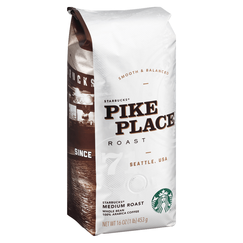 Starbucks Whole Bean Coffee, Light Roast, Pike Place, 1 Lb Per Bag