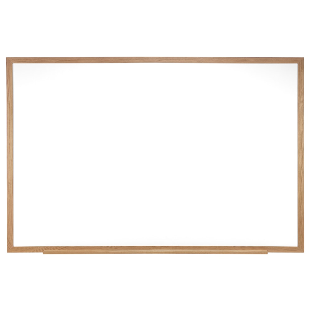 Ghent M2W Non-Magnetic Dry-Erase Whiteboard, Porcelain, 48 1/2in x 96 1/2in, Oak Wood Frame, Natural Finish