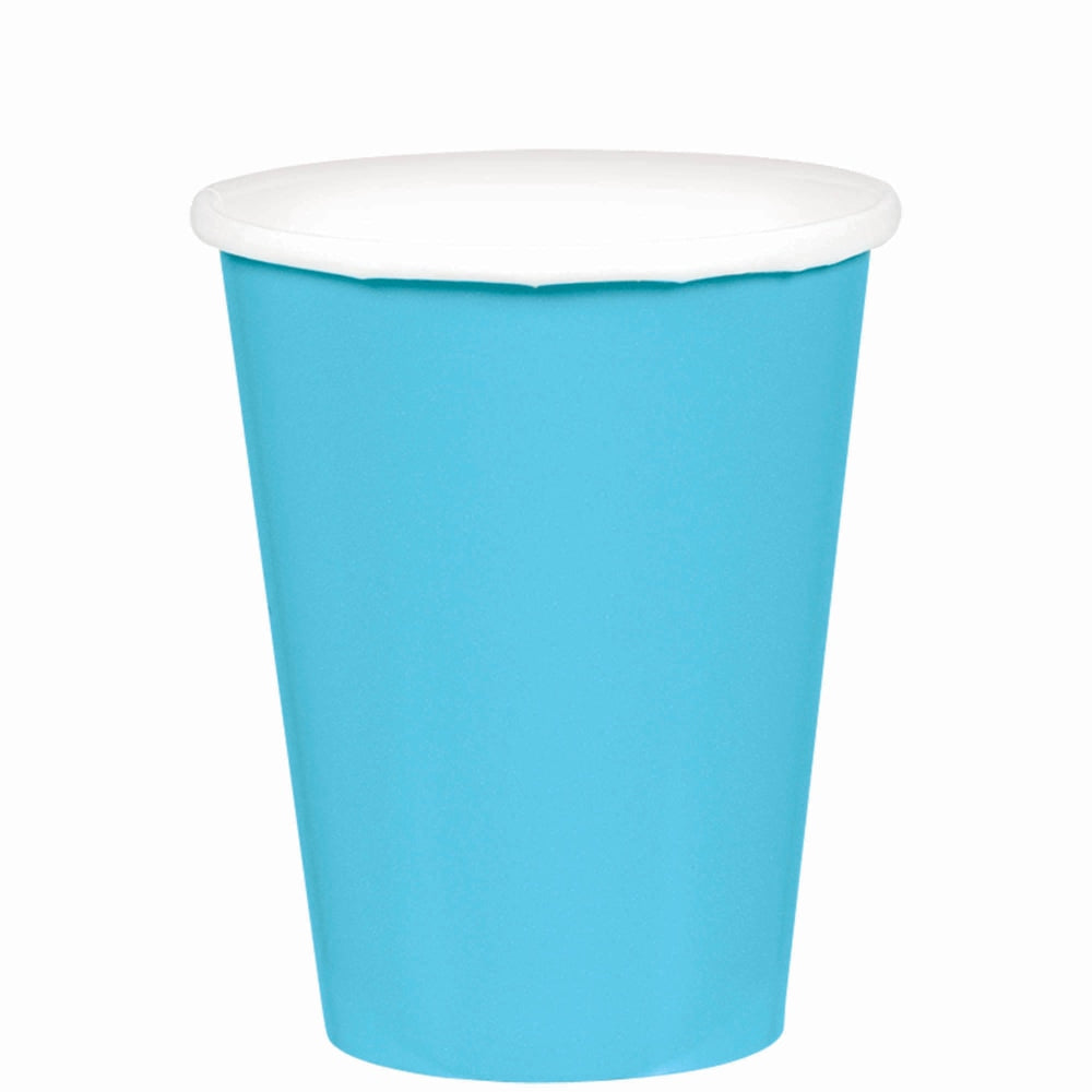 Amscan 68015 Solid Paper Cups, 9 Oz, Caribbean Blue, 20 Cups Per Pack, Case Of 6 Packs