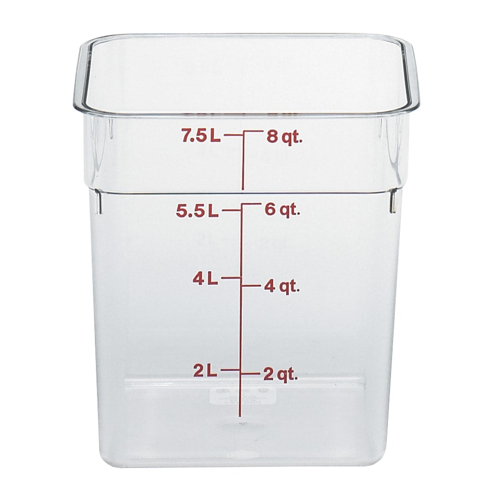 Cambro Camwear 8-Quart CamSquare Storage Containers, Clear, Set Of 6 Containers