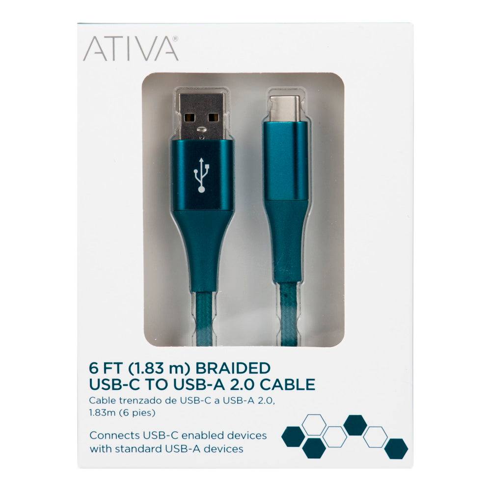 Ativa USB Type-C To USB Type-A Cable, 6ft, Emerald, 45398
