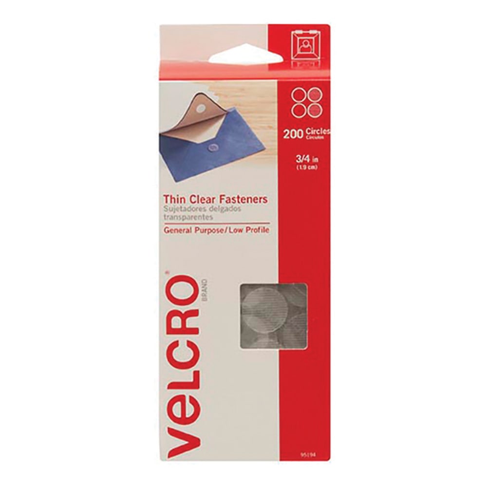 VELCRO Brand Tape Combo Pack, 3/4in Dots, Clear, Case Of 200 Dots
