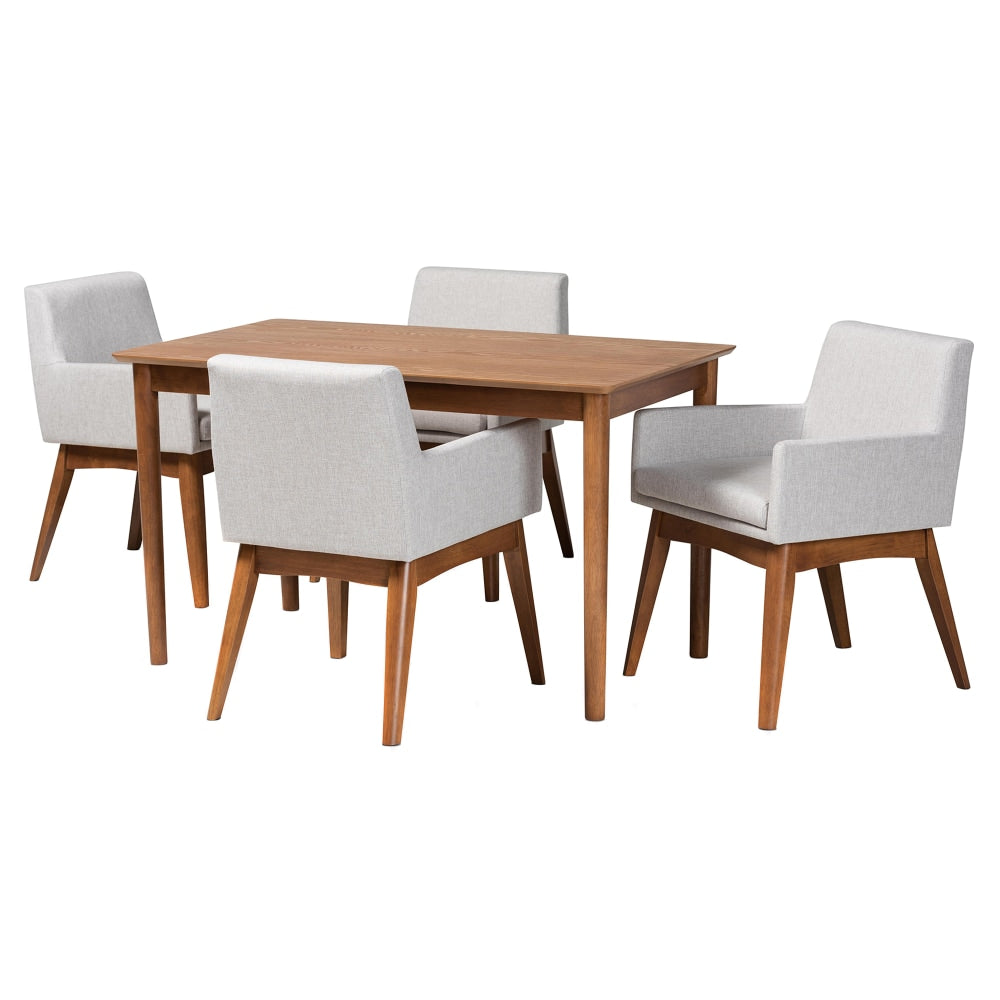 Baxton Studio Dorina 5-Piece Dining Set, Grayish Beige/Walnut