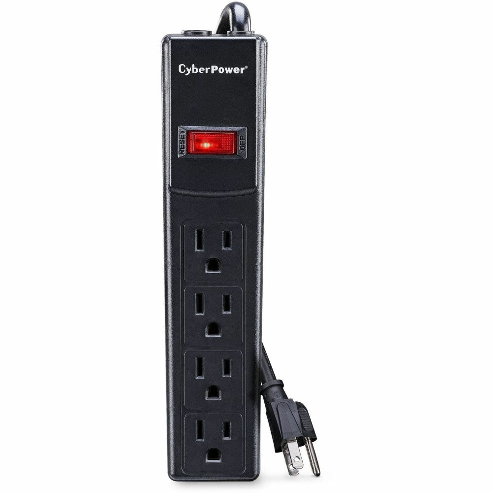 CyberPower CSB404 Essential 4-Outlet Surge Suppressor, 4in Cord, Black