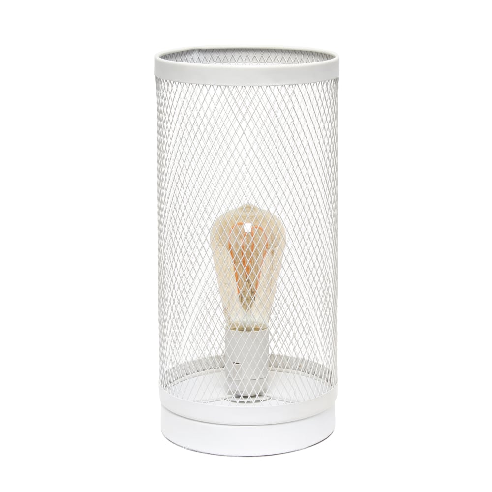 Simple Designs Cylindrical Mesh Table Lamp, 12-3/4inH, White