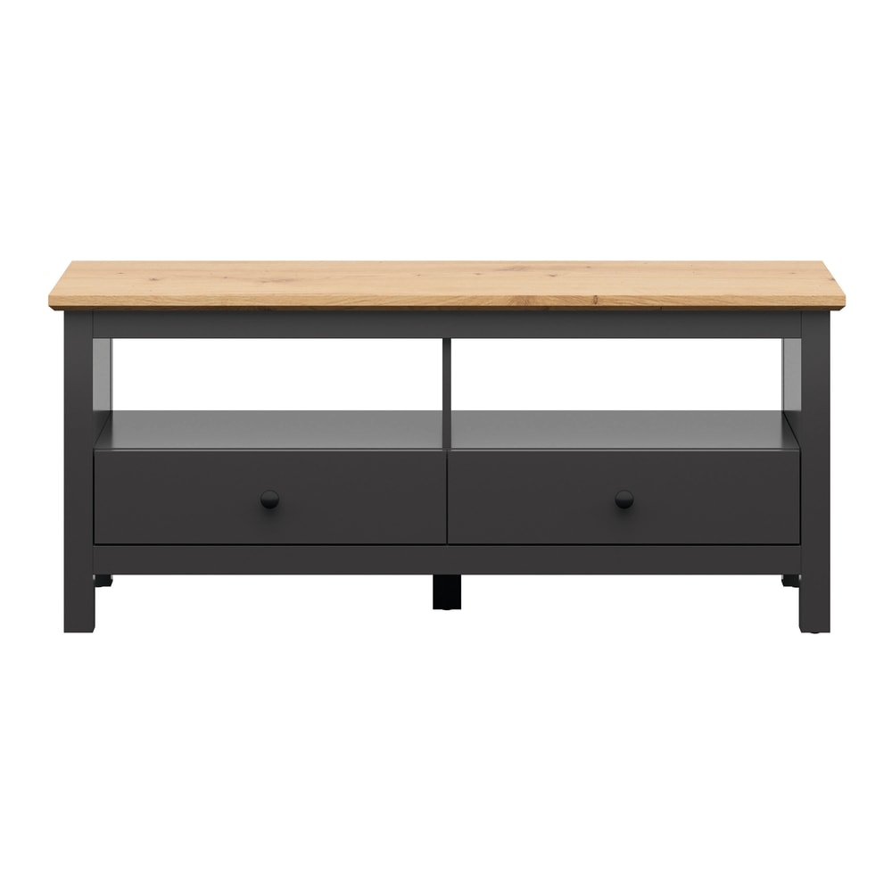 Lifestyle Solutions Essex Console, 23-1/4inH x 54inW x 18-1/2inD, Dark Gray/Natural