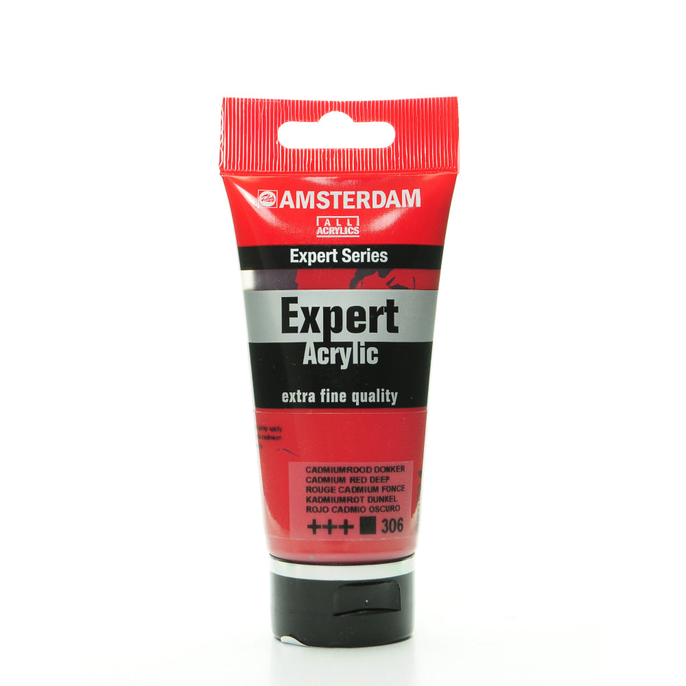 Amsterdam Expert Acrylic Paint Tubes, 75 mL, Cadmium Red Deep, Pack Of 2