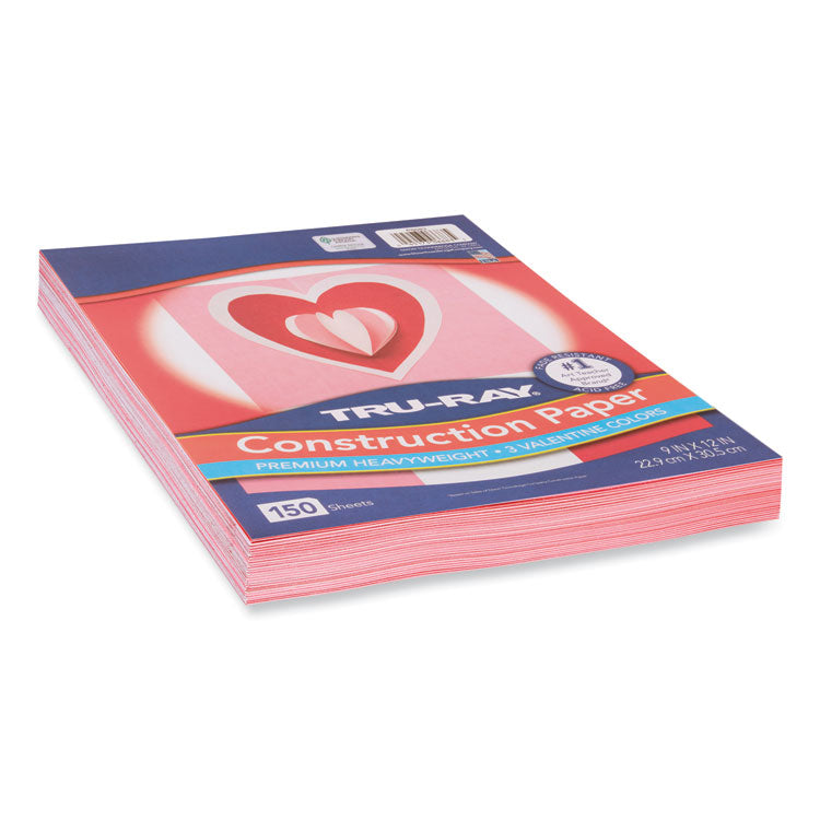 Tru-Ray Construction Paper, 70 lb Text Weight, 9 x 12, Assorted Valentine Colors, 150/Pack