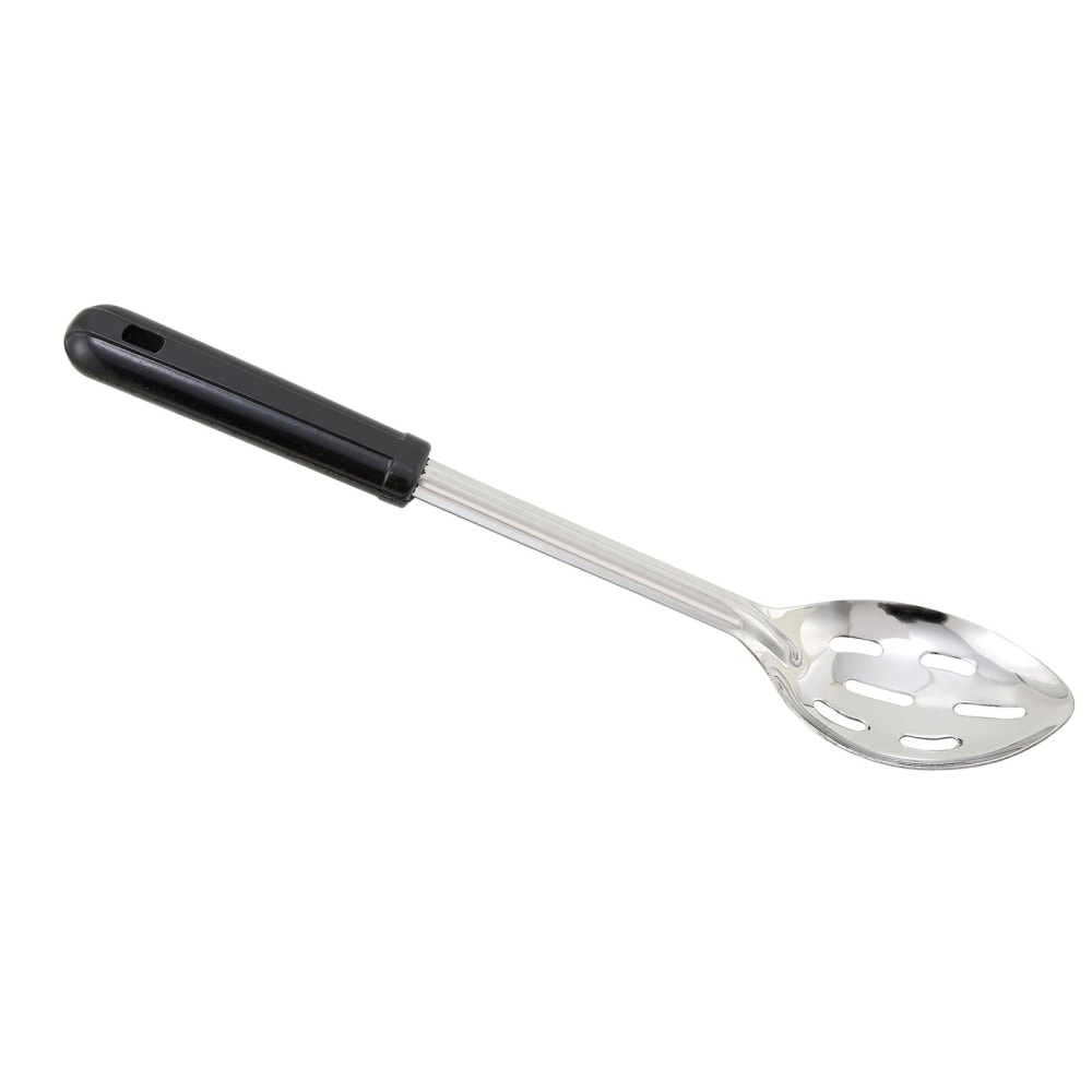 Winco Slotted Serving Spoon, 13in, Black/Silver