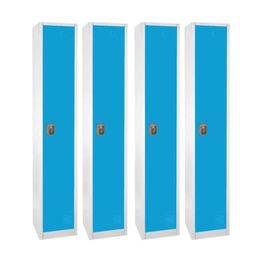 Alpine AdirOffice 1-Tier Steel Lockers, 72inH x 12inW x 12inD, Blue, Pack Of 4 Lockers