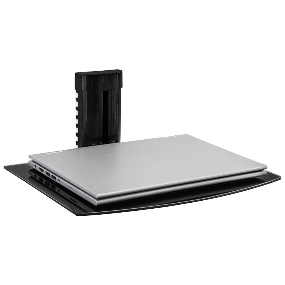 Mount-It! MI-891 Floating Glass Wall Shelf, 4-1/4inH x 14-3/4inW x 9-13/16inD, Black