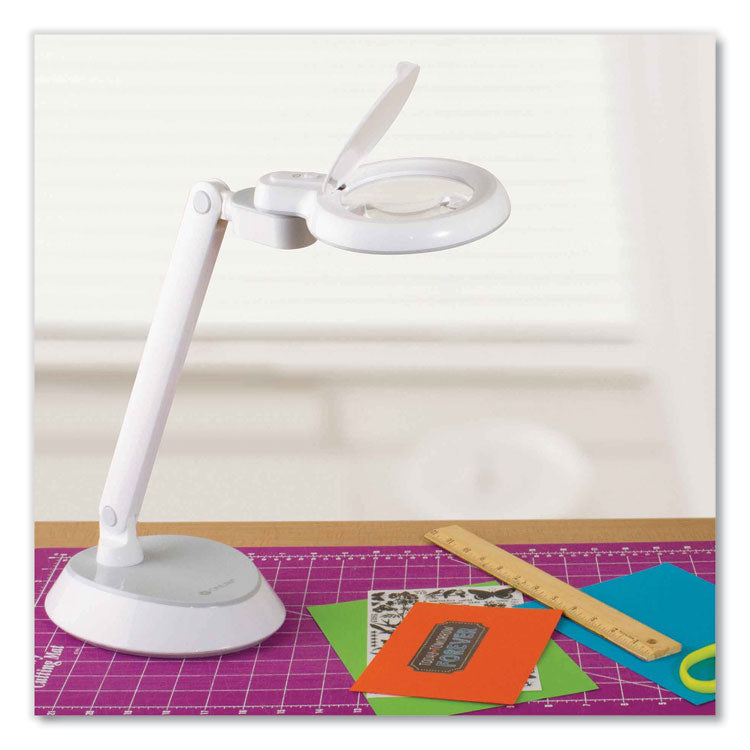 Space-Saving LED Magnifier Desk Lamp, 14" High, White