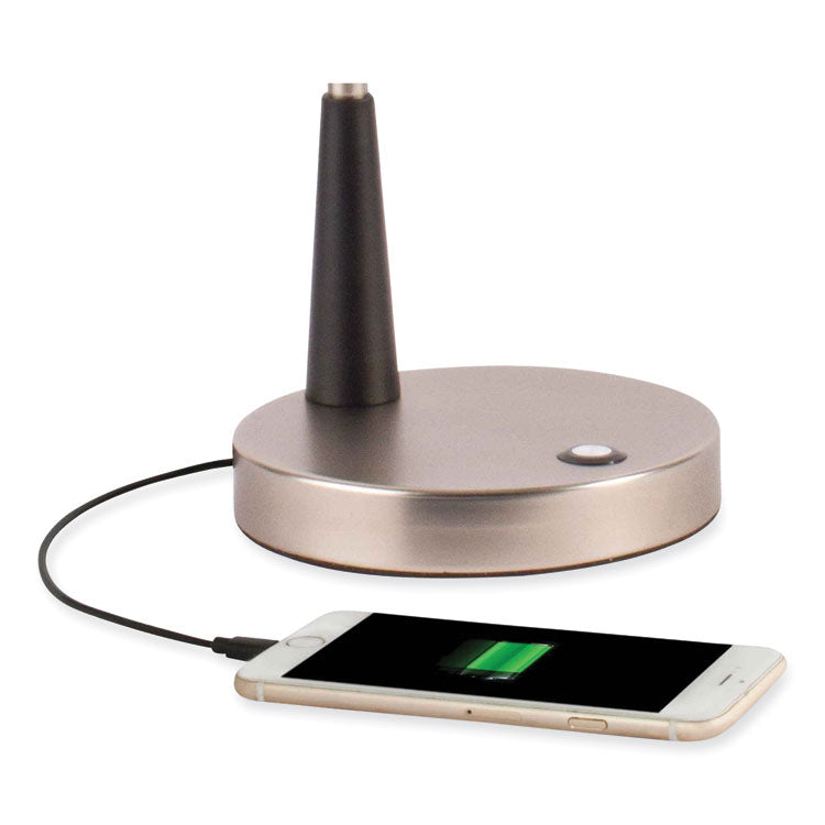 Wellness Series Adjust LED Desk Lamp, 3" to 22" High, Silver/Matte Black