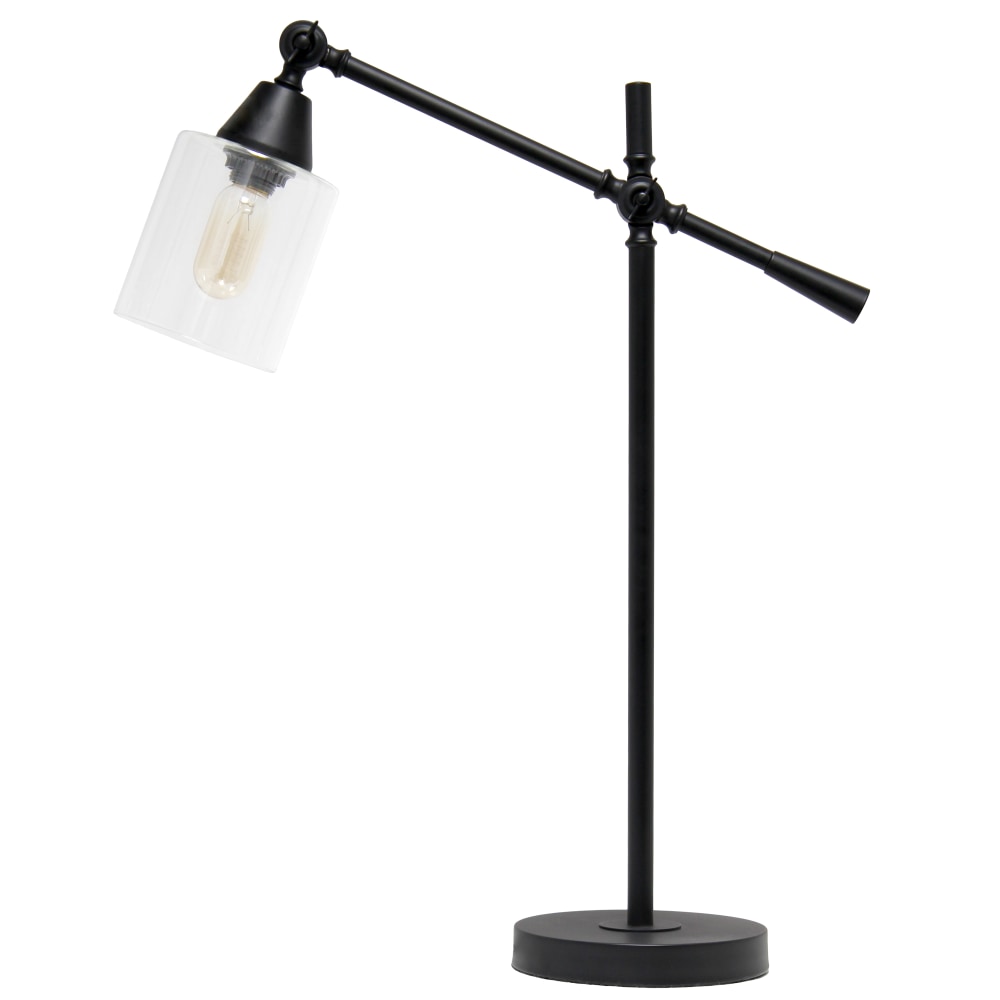 Lalia Home Vertically Adjustable Desk Lamp, 28inH, Clear Shade/Black Base