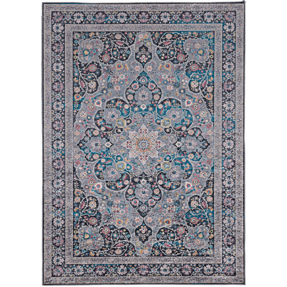Linon Innova Area Rug, 5ft x 7ft, Dallas Grey/Teal