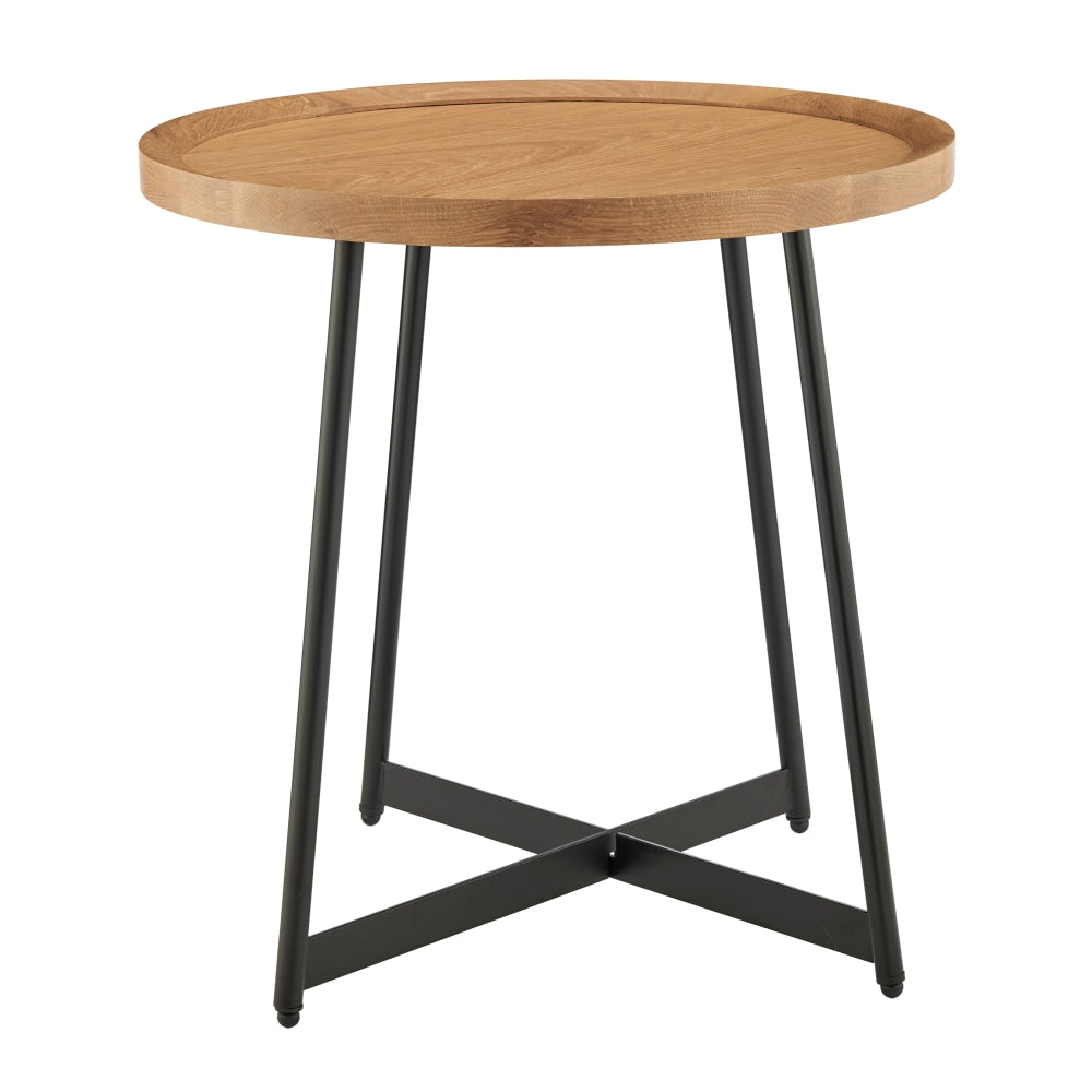 Eurostyle Niklaus Round Side Table, 22-1/8inH x 21-3/4inW x 21-3/4inD, Black/Oak