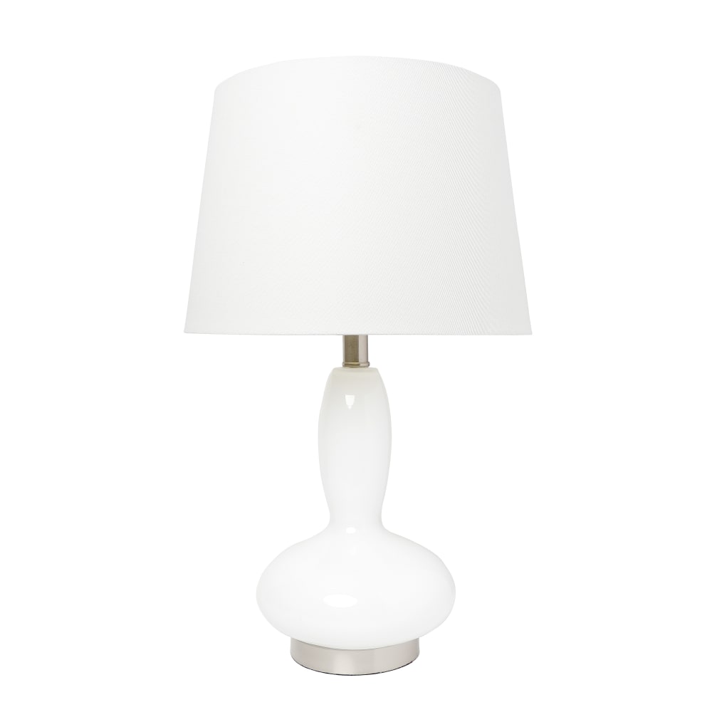 Lalia Home Glass Dollop Table Lamp, 23-1/2inH, White Shade/White Base