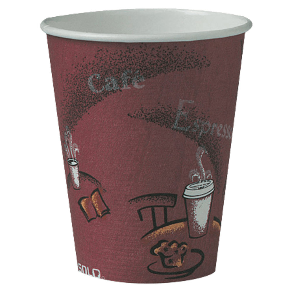 Solo Cup Paper Hot Cups, 8 Oz., Maroon, Carton Of 500